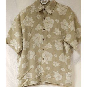 Vtg Quiksilver Silver Edition Mens XL Beige Floral Hawaiian Tropical Shirt